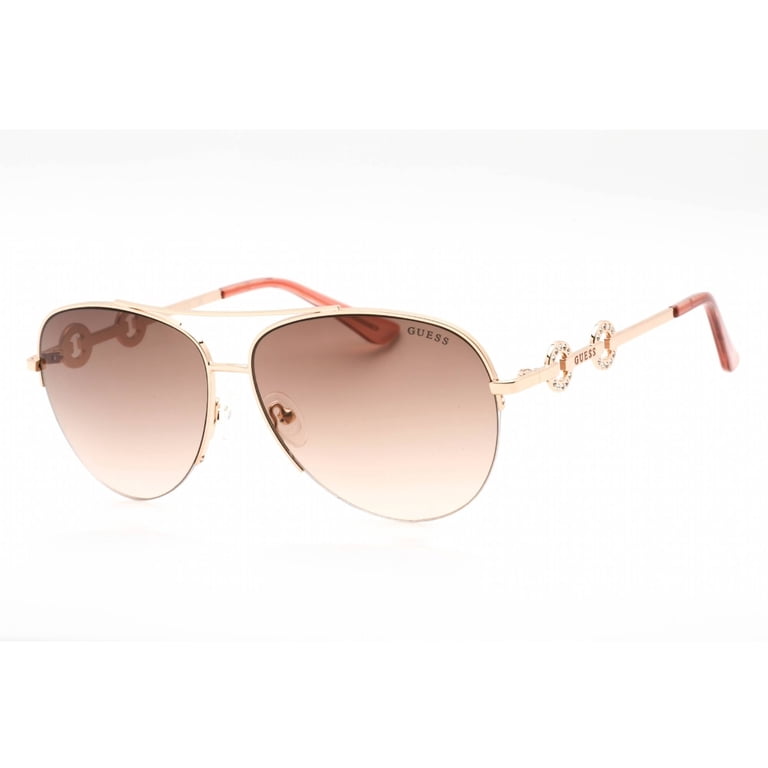 GUESS Factory Aviator Sunglasses, Gradient Brown Lens, Shiny  display picture 2
