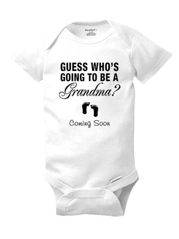 Guess Who's Going to be a Grandma Coming Soon - cute & funny surprise baby birth pregnancy announcement - White Newborn Size (0-3 Mos) Unisex Baby Bodysuit