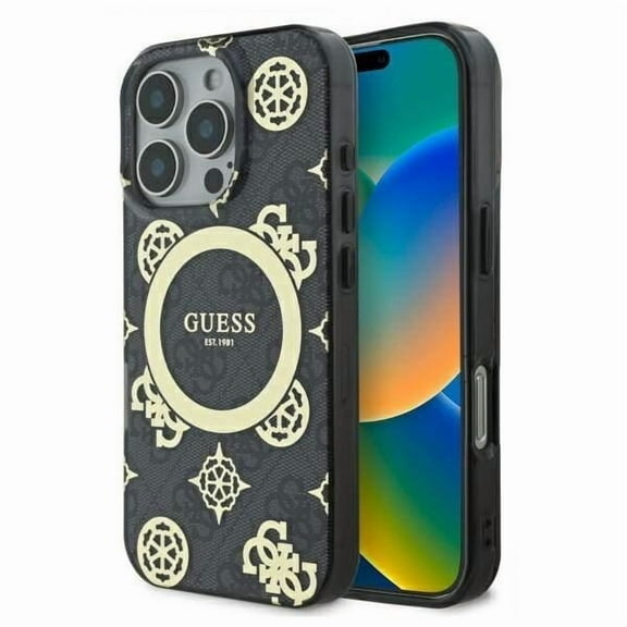 Guess IML Peony On 4G Background Case with MagSafe for iPhone 16 Pro Max 6.9" Black - GUHMP16XH4PYEEK