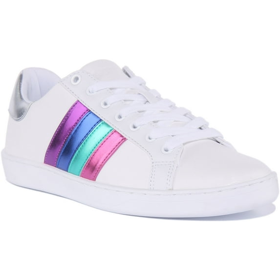 Guess Jacobb Women's Low Top Lace Up Leather Trainers In White Size 9.5