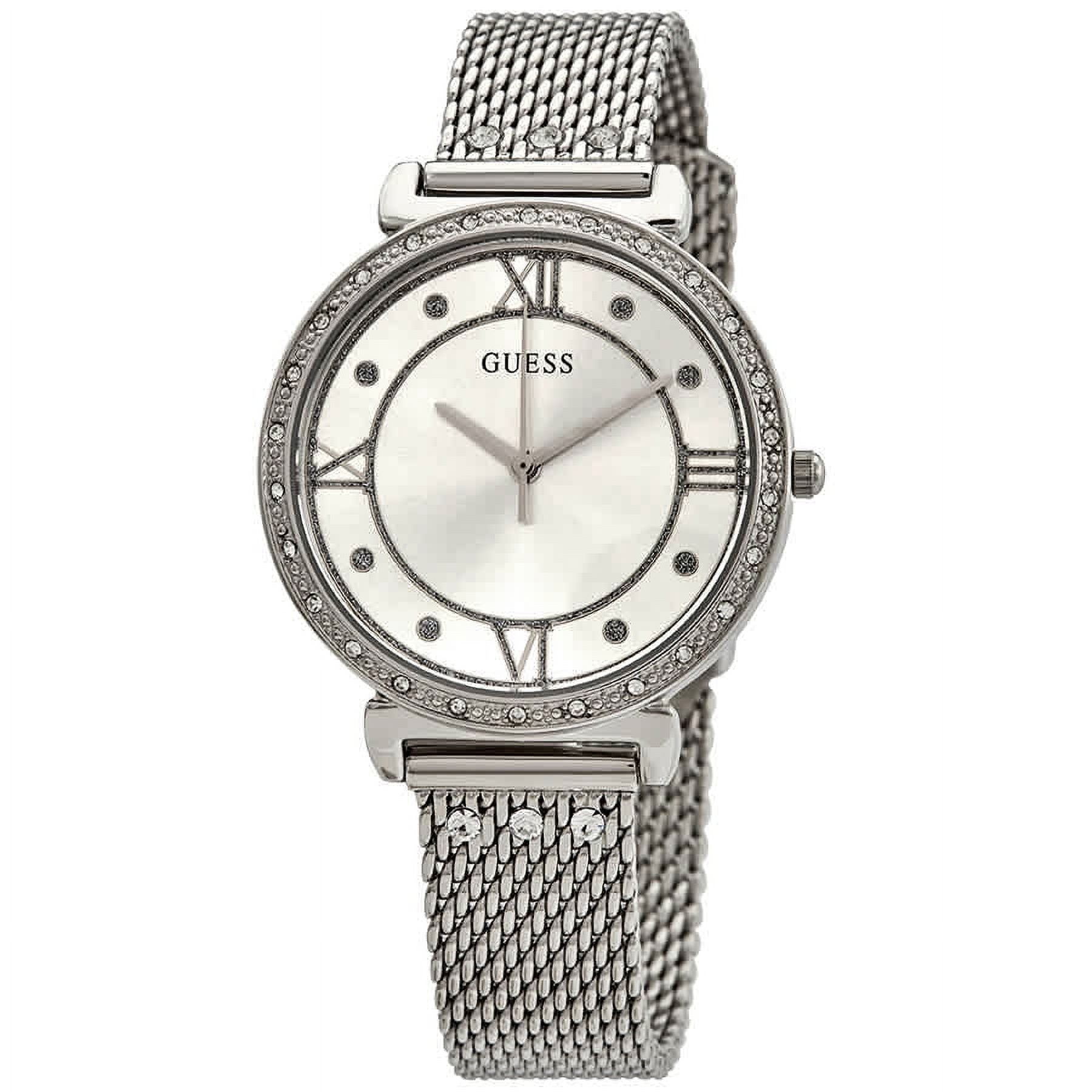 Guess Women\'s Silver Crystal Dial Bracelet Watch Amazon.com: GUESS Stainless Steel + Pink Crystal Bracelet  main image 3