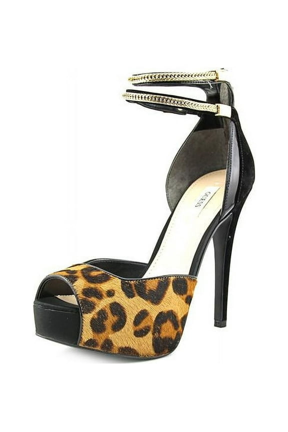 Katrineny Womens Peep Toe Hair Fur Platforms Heels Shoes