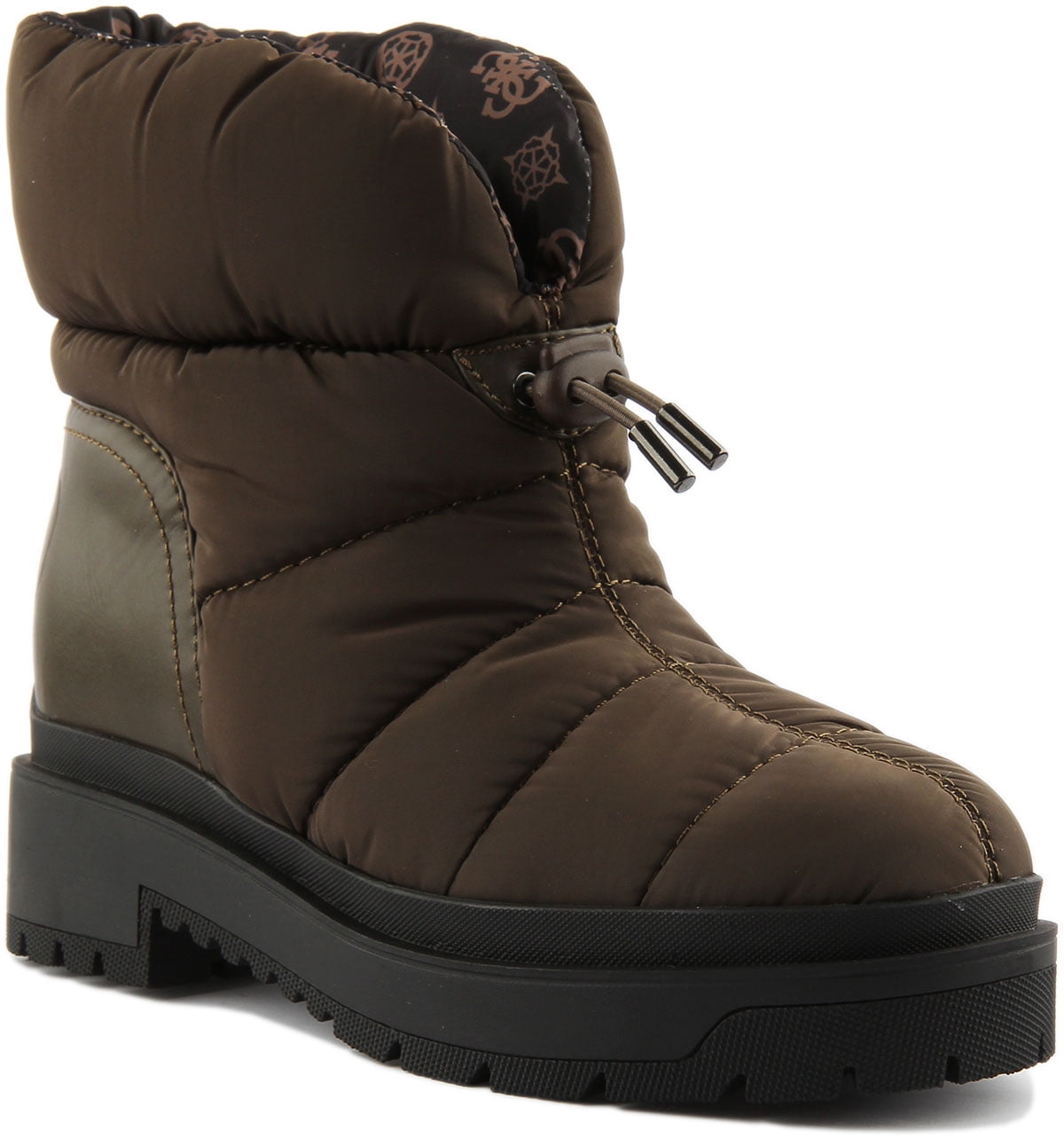 Guess Leeda Women s Padded Synthetic Drawstring Ankle Boot In Olive Size 5.5 Walmart
