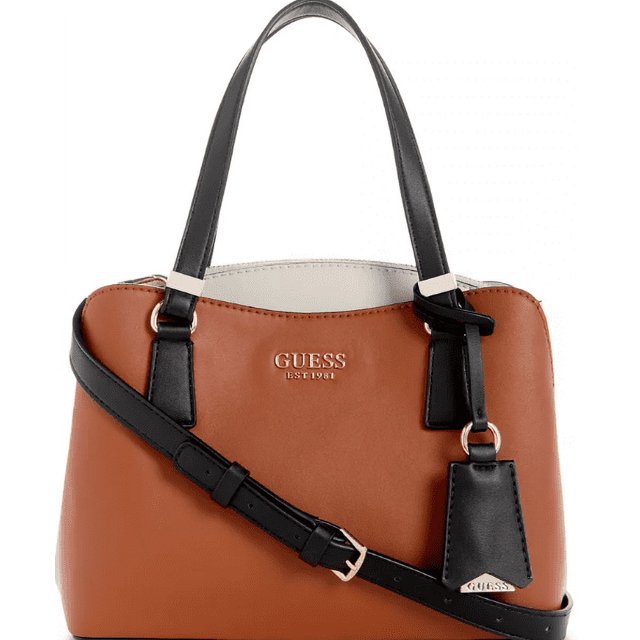 GUESS Zaria Small Girlfriend Satchel - Pebble PU Crossbody Bag With Gold Hardware