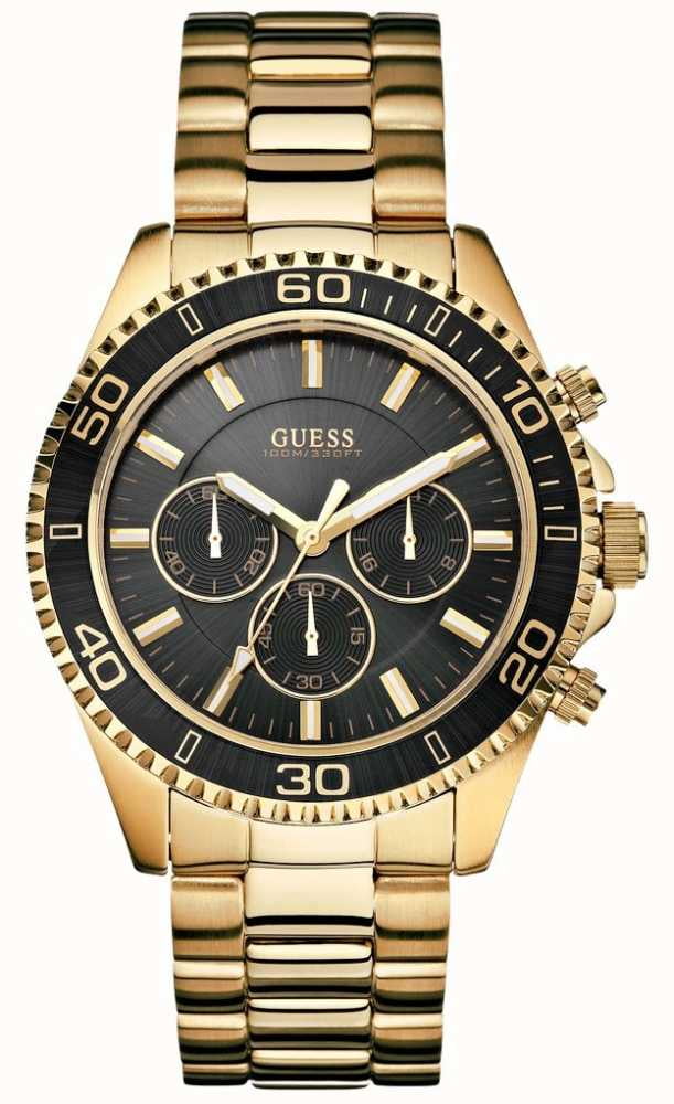 Gold Watch Stainless U0170G2 Guess Band Chronograph Men Dial