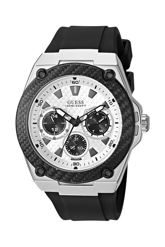 Men U1049G3 White Dial Silicone Black Band Watch