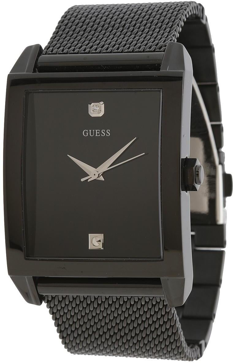 Guess Men's Black Mesh Rectangular Diamond Watch U0298G1 Guess Men's Black Mesh Rectangular Diamond Watch U0298G1