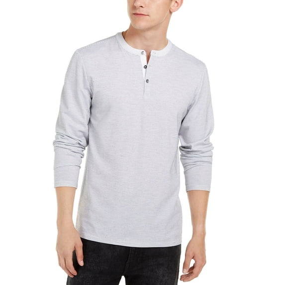 Guess Men's Dotted Henley Gray Size Small B4HP
