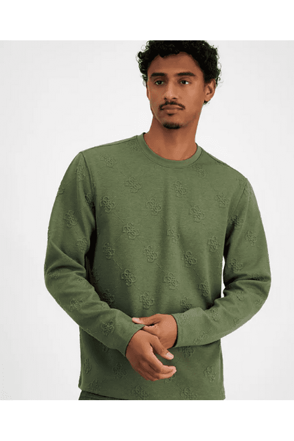 Men's Green Quattro Logo Knit Sweatshirt, Large