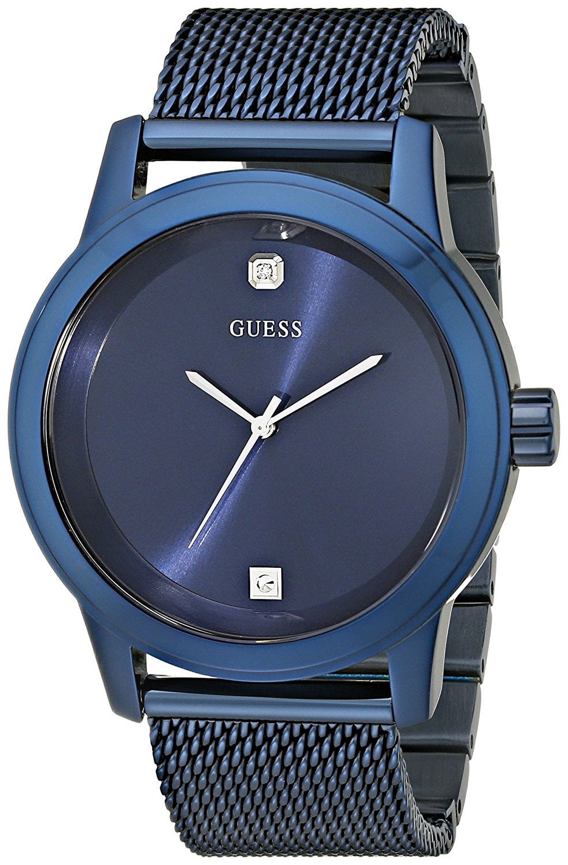 Guess Men\'s Iconic Blue Mesh Diamond Watch U0297G2