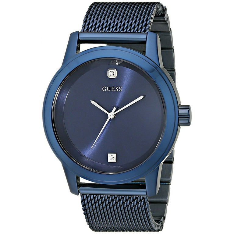 Guess Men\'s Iconic Blue Mesh Diamond Watch U0297G2 | Quarzuhren