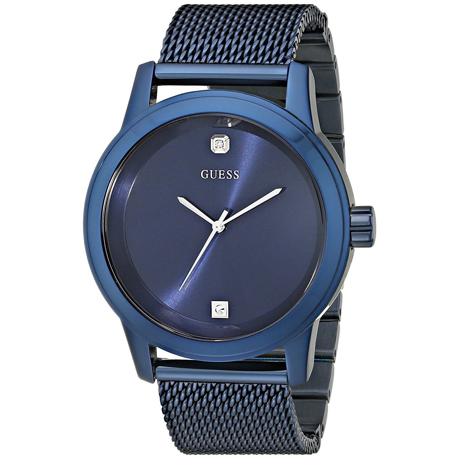 Guess Men's Iconic Blue Mesh Diamond Watch U0297G2 - Walmart.com