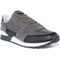 thumbnail image 1 of Guess Men's Lace Up Running Inspired Retro Trainers In Coal Size 11.5, 1 of 6