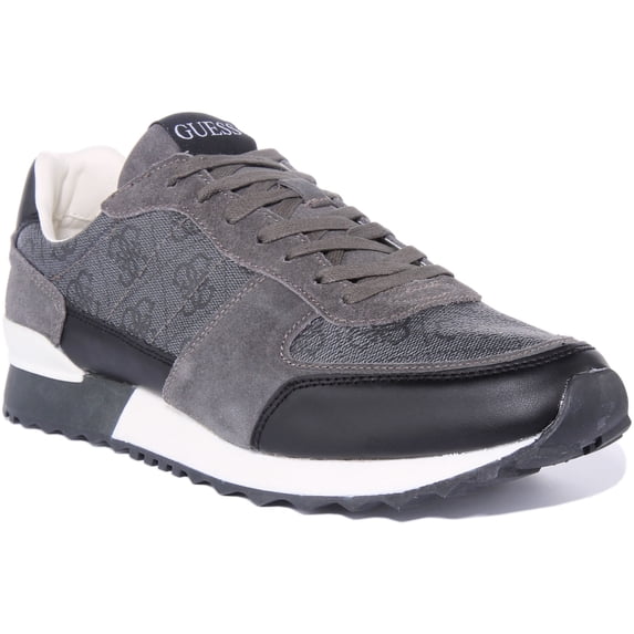 Guess Men's Lace Up Running Inspired Retro Trainers In Coal Size 11.5