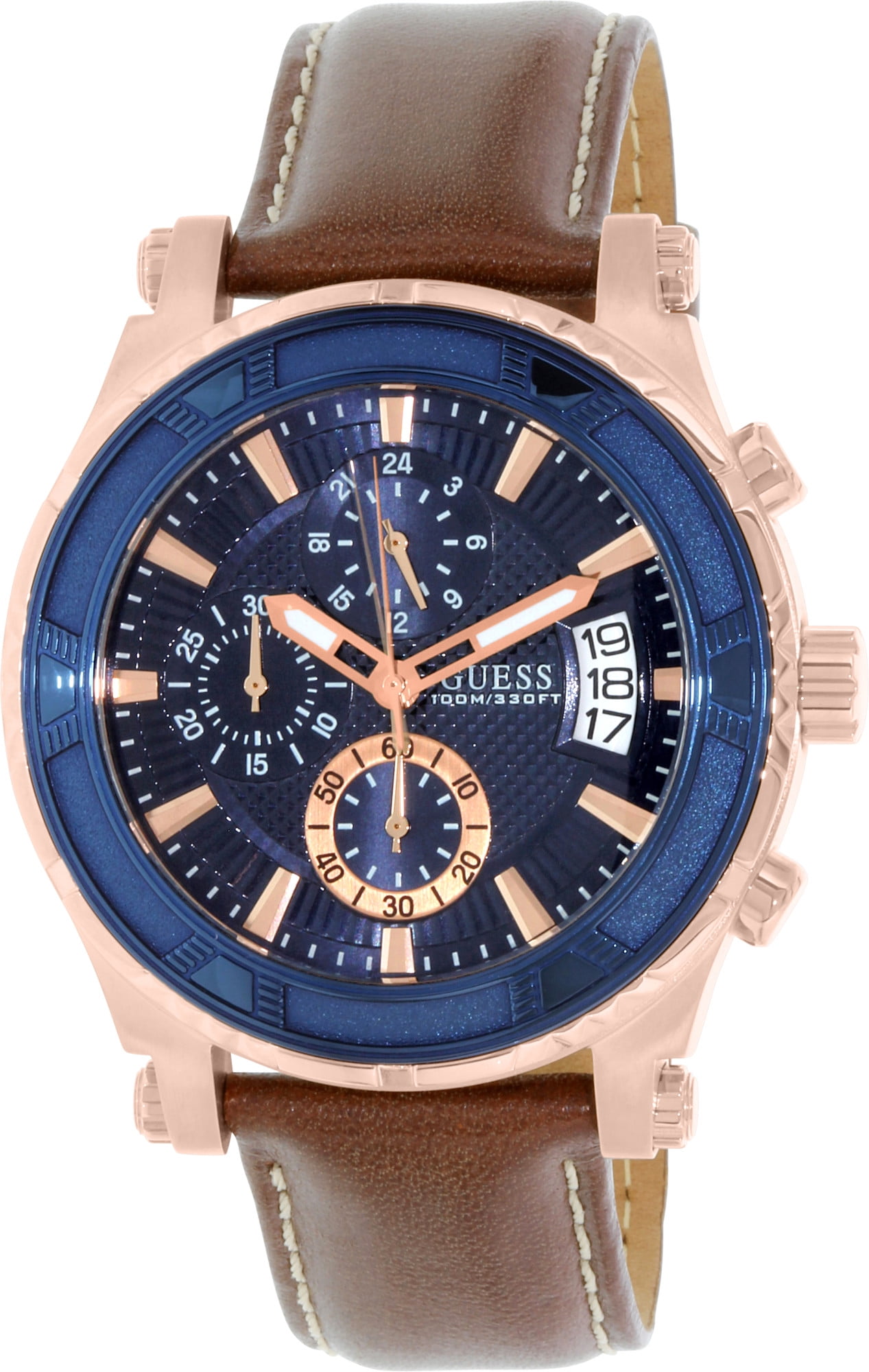 Guess Men's Leather Chronograph Watch U0673G3