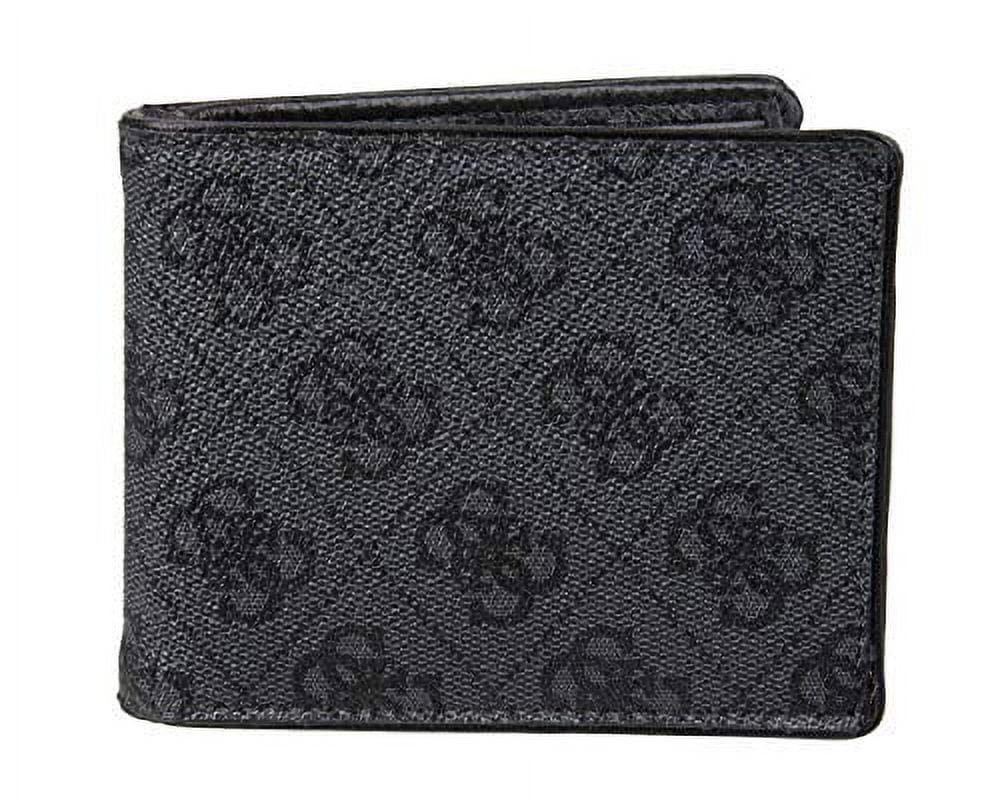 Guess Men's Leather Slim Bifold Wallet, Charcoal/Black, One Size
