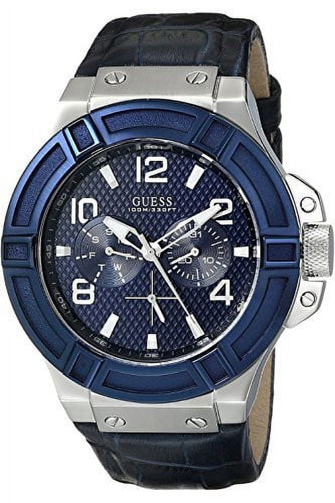 Guess Rigor Multifunction Black Dial Blue Steel Strap Watch for Men - W0218G4 main image 0