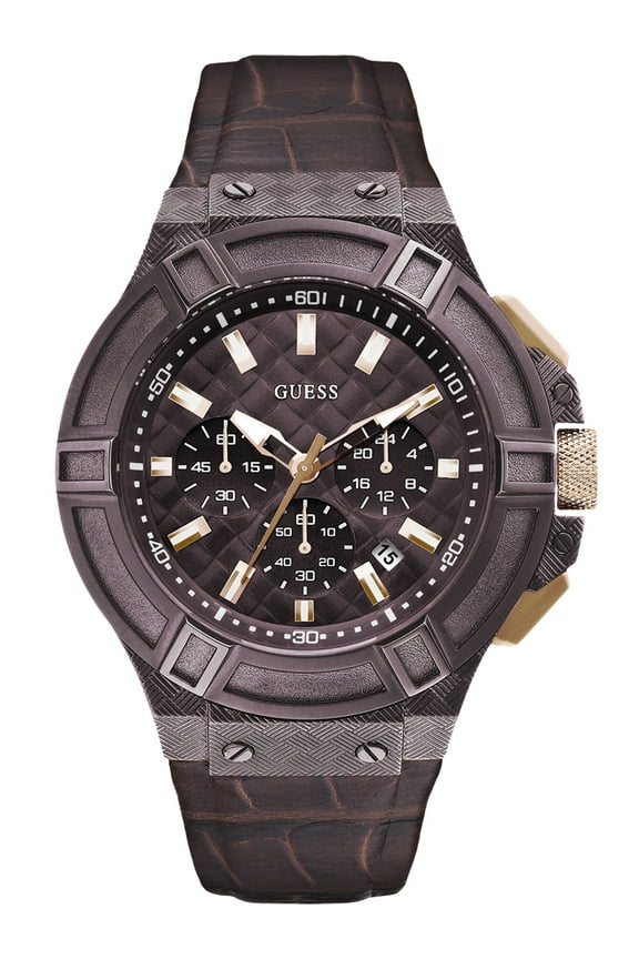 Men's W0408G2, Rigor Multi-Function Dress Sport,Genuine Leather Strap,Dark Case,Screw Crown