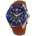 thumbnail image 1 of Guess Men's W0600G3, Multi-function,Blue Dial,Rose Gold-Tone Case,Leather Strap,Iconic Blue,50m WR, 1 of 3