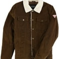 thumbnail image 1 of GUESS Mens Sherpa Trim Bomber Jacket, Brown, Small, 1 of 1
