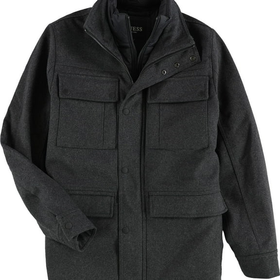 GUESS Mens Quilted Puffer Bib Coat, Black, XX-Large
