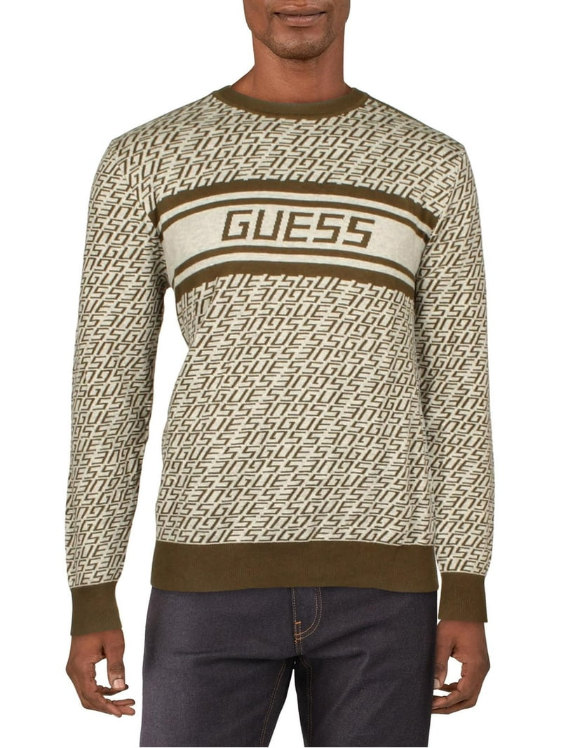 Guess Mens Crewneck Logo Pullover Sweater
