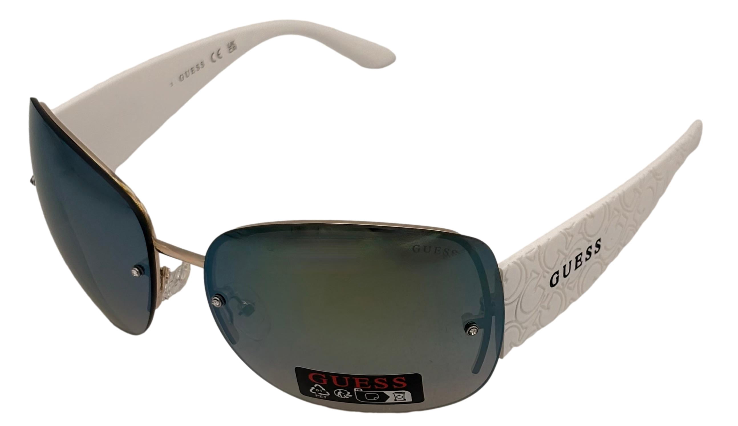 Guess Mens Rectangle Rimless Sunglasses, Smoke Mirror Lens. GO00034. 32X