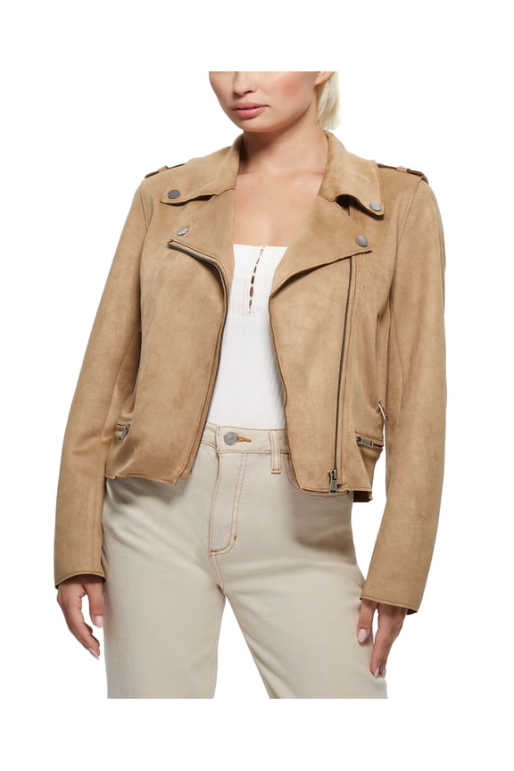 Monica Faux Leather Moto Jacket Wet Sand XS