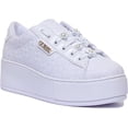 thumbnail image 1 of Guess Nickies Active Women's Lace Up Synthetic Platform Sneakers In White Size 8.5, 1 of 6