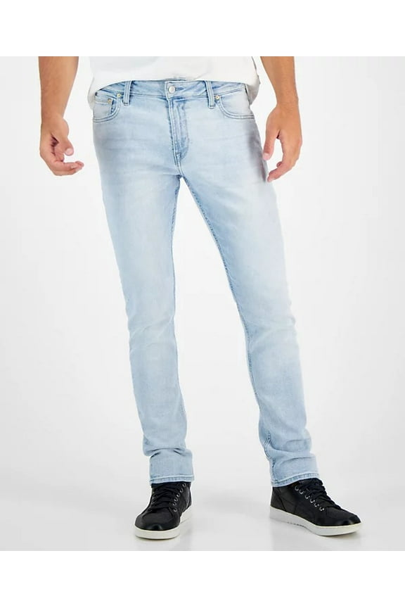 PITCH WASH Men's Light-Wash Slim Tapered Fit Jeans, US 34x30