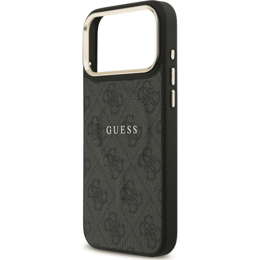Guess PU Leather 4G Gold Frame Case with MagSafe for iPhone 17 Pro Max 6.9" Black -GUHMP17XP4MSEGCK