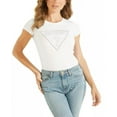 thumbnail image 1 of Guess PURE WHITE Women's Embellished Logo T-Shirt, US Small, 1 of 4