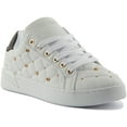 thumbnail image 1 of Guess Reea Women's Low Top Lace Up Quilted Synthetic Trainers In White Size 8.5, 1 of 6