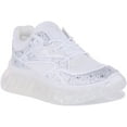 thumbnail image 1 of Guess Rhinestone Clarisse Men's Lace Up Synthetic Running Inspired Trainers In White Size 6.5, 1 of 6
