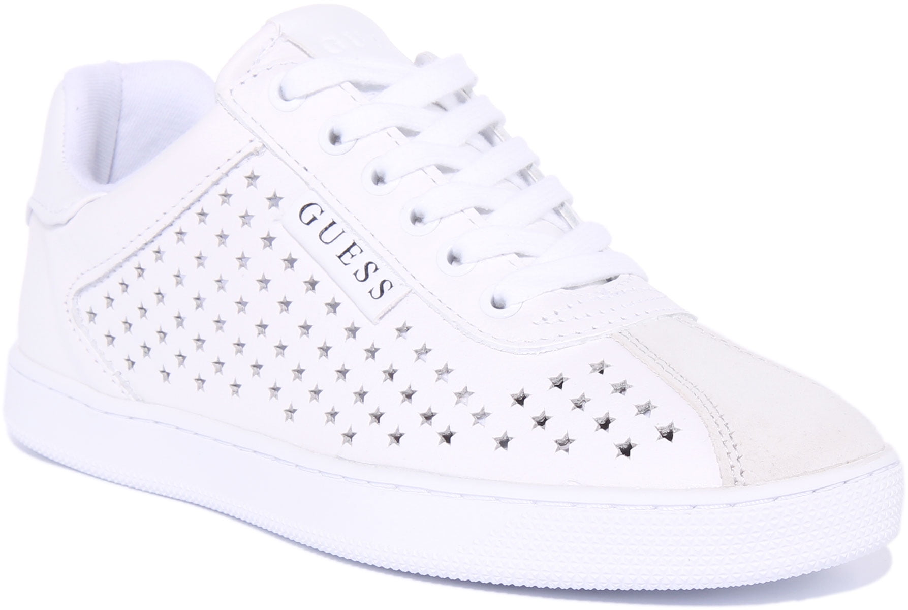 Guess White Leather Sparkly Sneakers Size 8 - $30 - From Diana