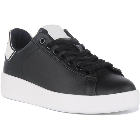 Guess Rockies Women's Lace Up Leather Casual Trainers In Black Size 10