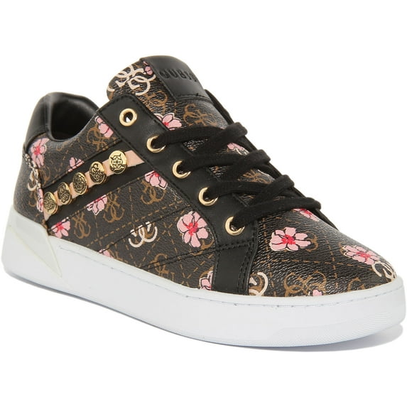 Guess Roxo Women's Lace Up Synthetic Trainers In Floral Size 8.5