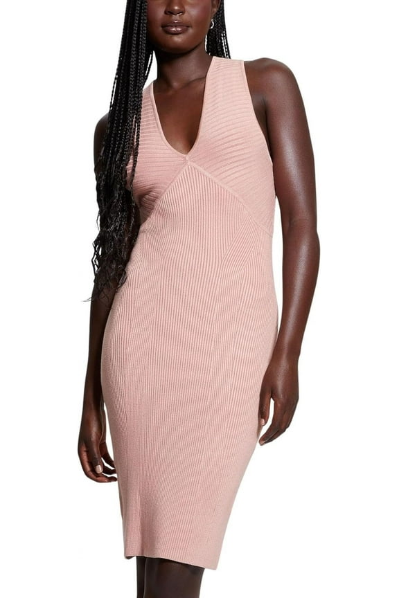 SATIN ROSE Women's Carista Ribbed MIDI Dress, US X-Small