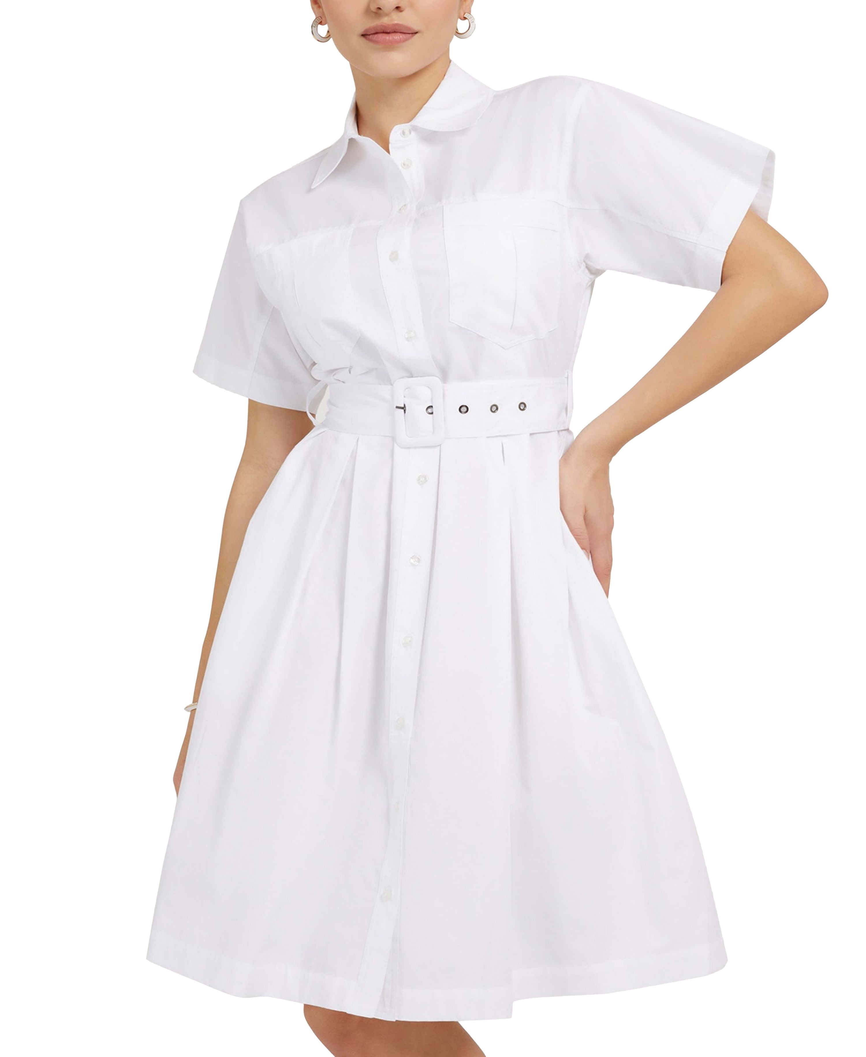 Guess Selene Cotton Shirt Dress Pure White M - Walmart.com