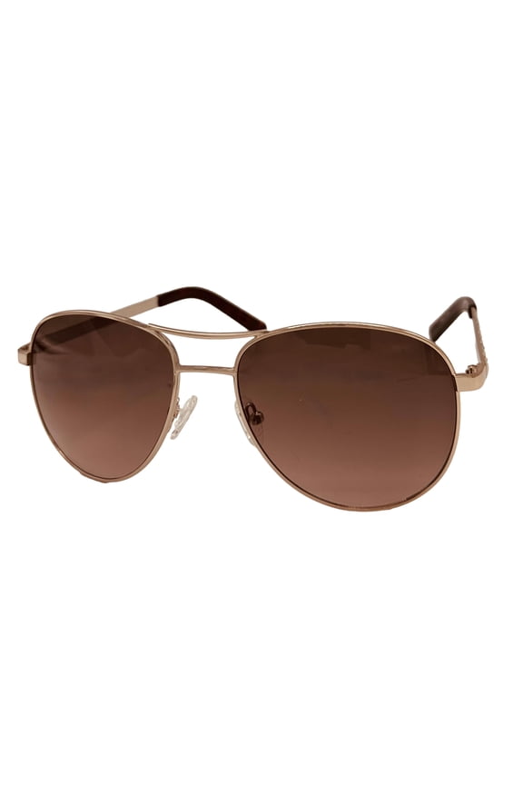 Sunglass Mens Gold Metal Aviator, Brown Gradient Lens GF0408. 32F