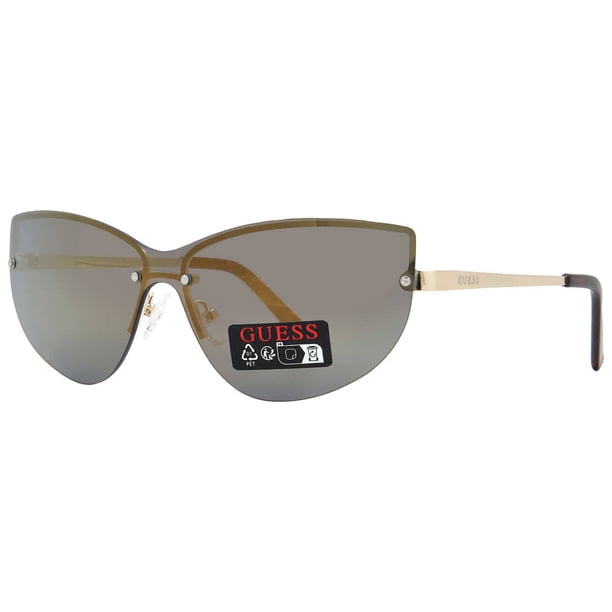 Guess Sunglass Mens Gold Metal Shield, Blue Mirror Lens  display picture 3