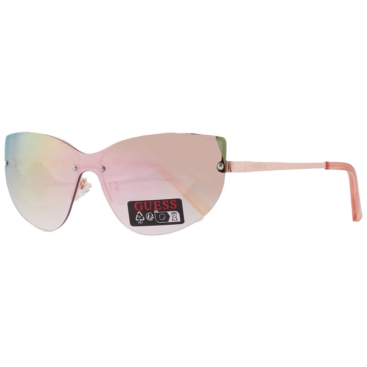 Guess Sunglass Mens Rose Gold Metal Shield, Gradient Lens GO00007. 28T