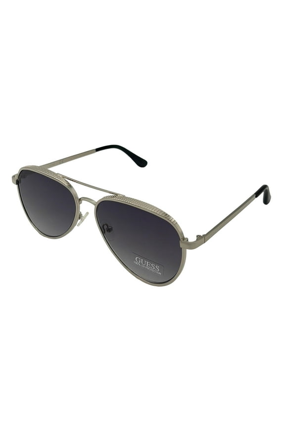 Sunglass Mens Shiny Nickeltin Metal Aviator, Smoke Lens GF0350. 10B