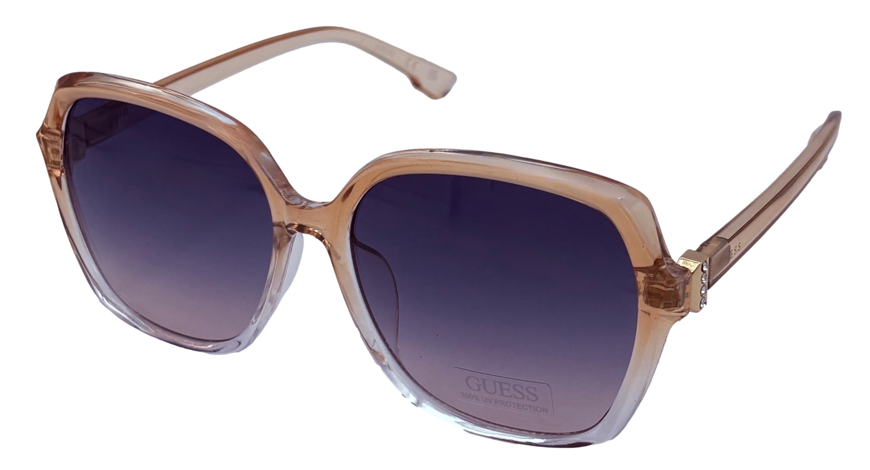 Guess Sunglass Womens Crystal Beige Oversized Square Plastic, GF0425 27W