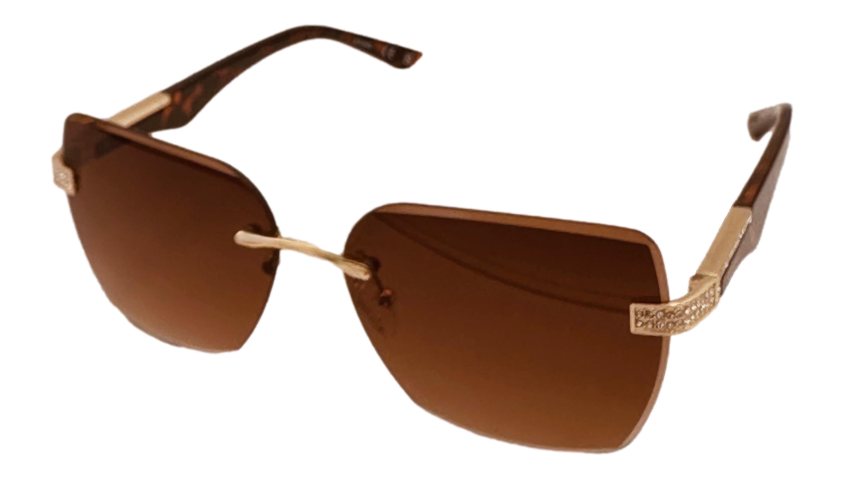 Guess Brown and Gold Oversized Sunglasses Guess GUF200 TOAM-34A Oversized Butterfly Sunglasses Brown  main image 3