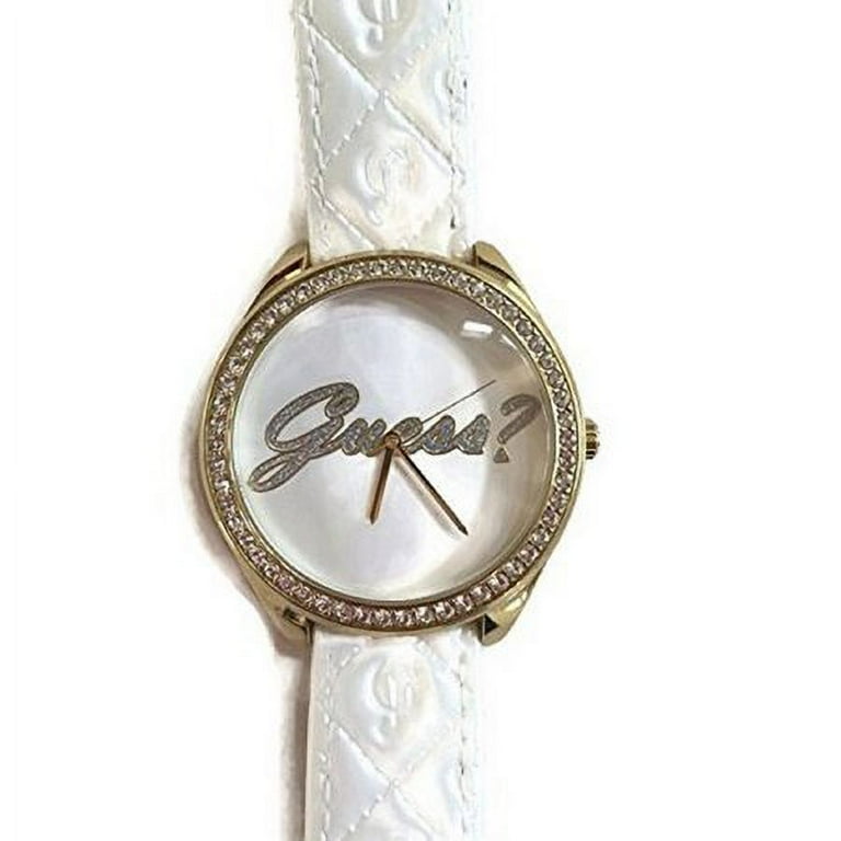 Guess white top leather watch