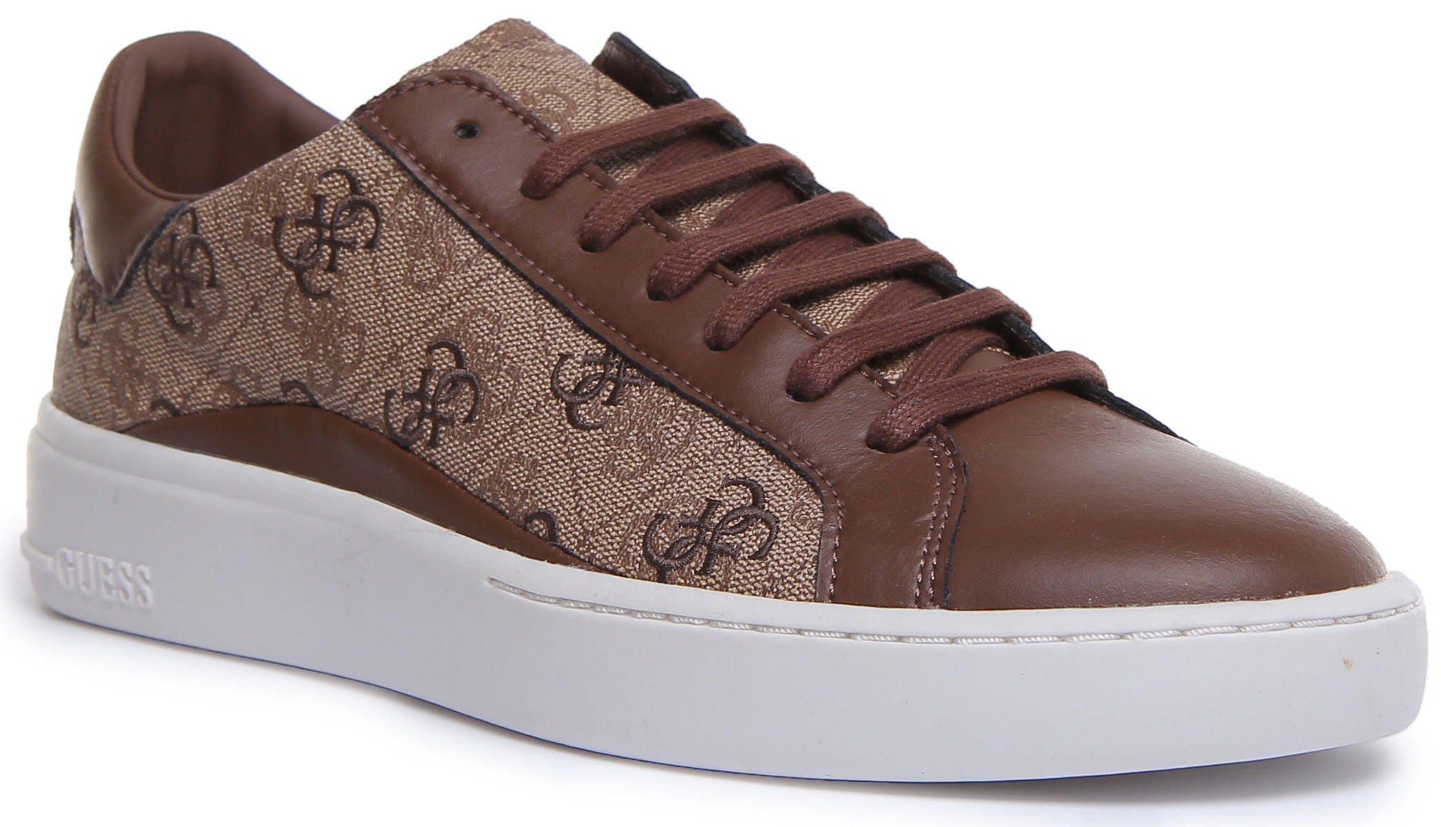 guess men's brown dress shoes Verona Low Top Lace Up Synthetic Sneakers In Size 8 Color:Deco Rose