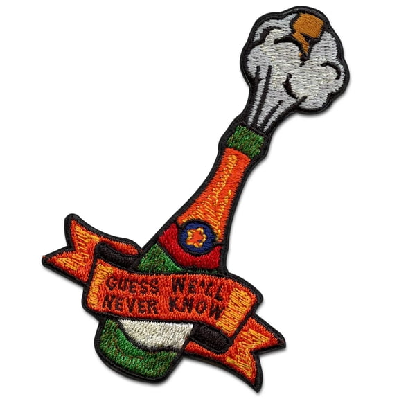 Guess We'll Never Know Patch Houston Baseball Champagne Bottle Embroidered Iron On