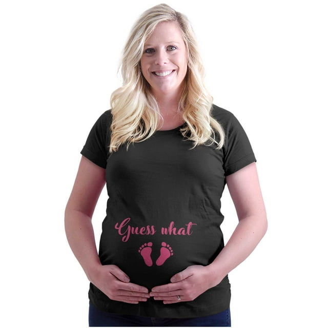 Guess What Baby Feet Expecting Bump Women's Maternity T Shirt Tee ...