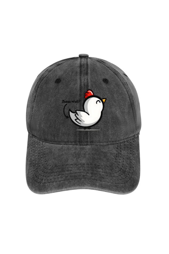 Guess What Chicken Butt Charcoal Baseball Cap for Men Women, Adjustable Snapback Hats Cotton Hat